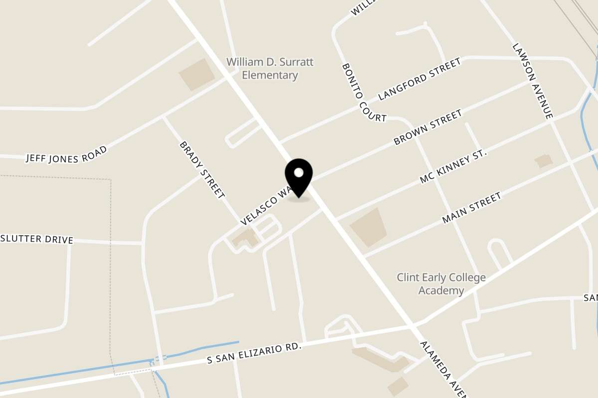 Map showing the location of Flicks on 12800 Alameda Ave in Clint